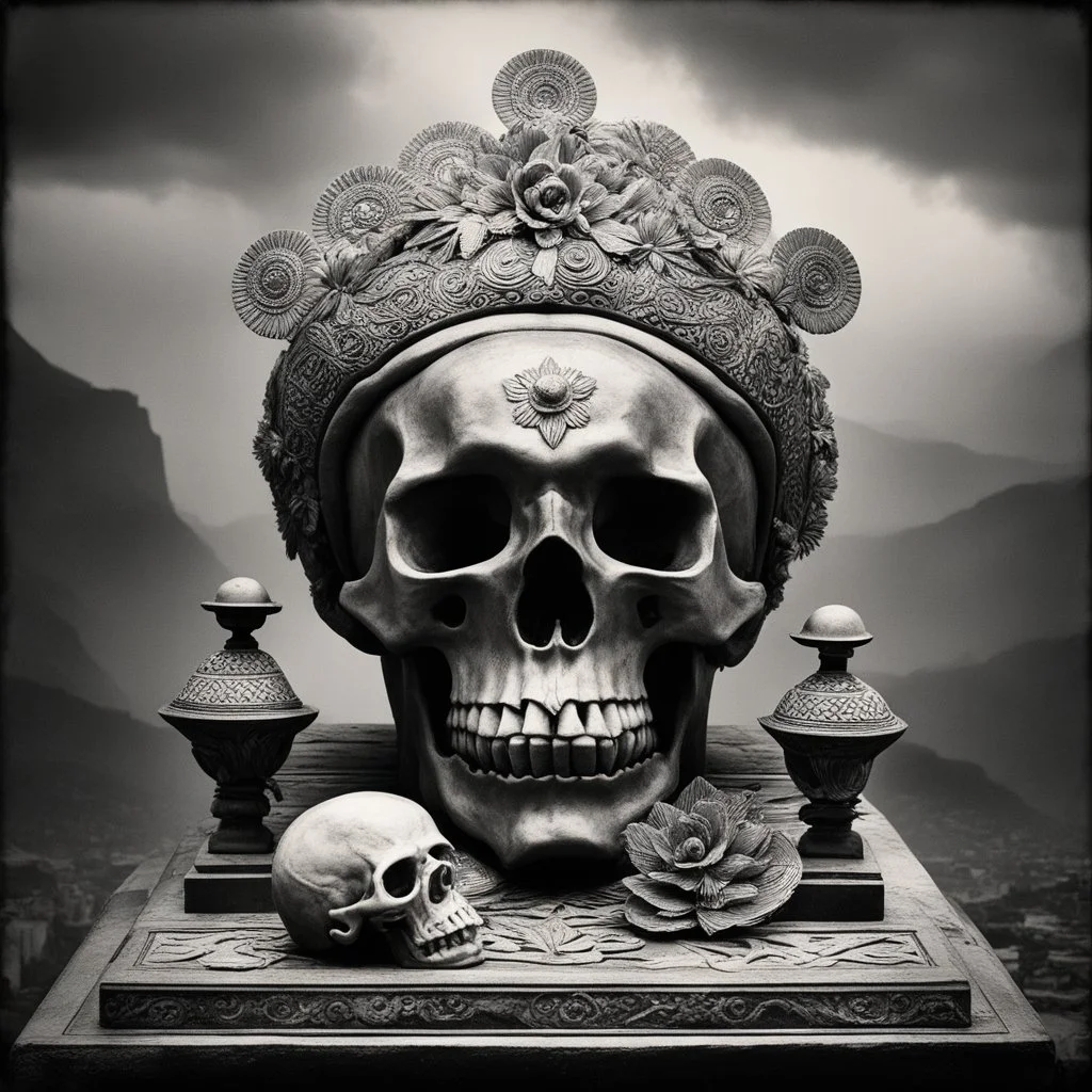 [very impressive high res masterpiece in Kodak Eastman 5247, scene by László Krasznahorkai] This piece is part of the full "A Journey in the Brain of a Mexican God" pack. Buying the pack gives you all six HD images at a reduced price. Description: The offering is served—straight from the opened skull. A brain floats like a sacred dish. The gods are hungry for thoughts, not flesh.