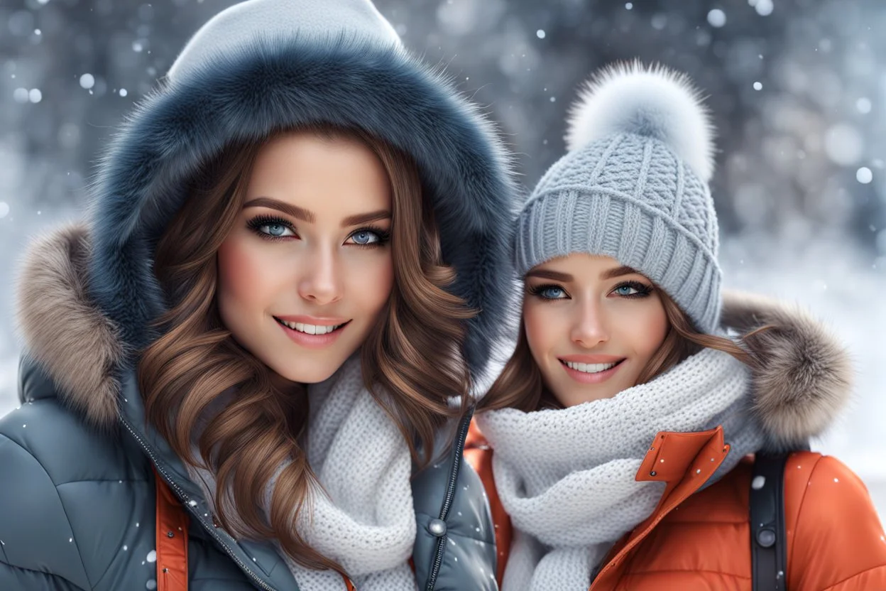 ,Winter Wonderland image, hyper-detailed, sharp focus, beautiful girl in winter clothing,octane render