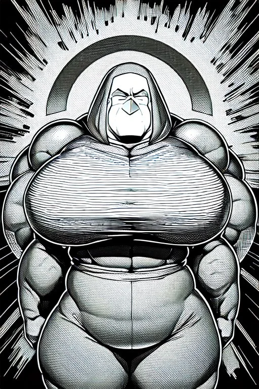 big man follow girl, line arts, greyscale