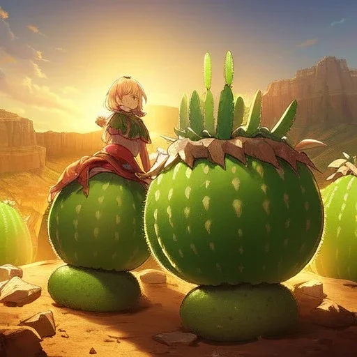 real life like cactus in the desert in arizona, grand canyon, anime