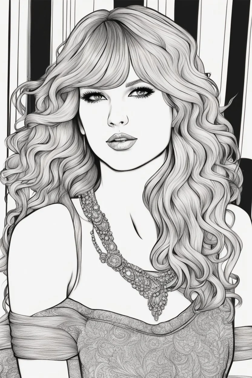 coloring pages of taylor swift for adults, Designs Black and white, No Shading