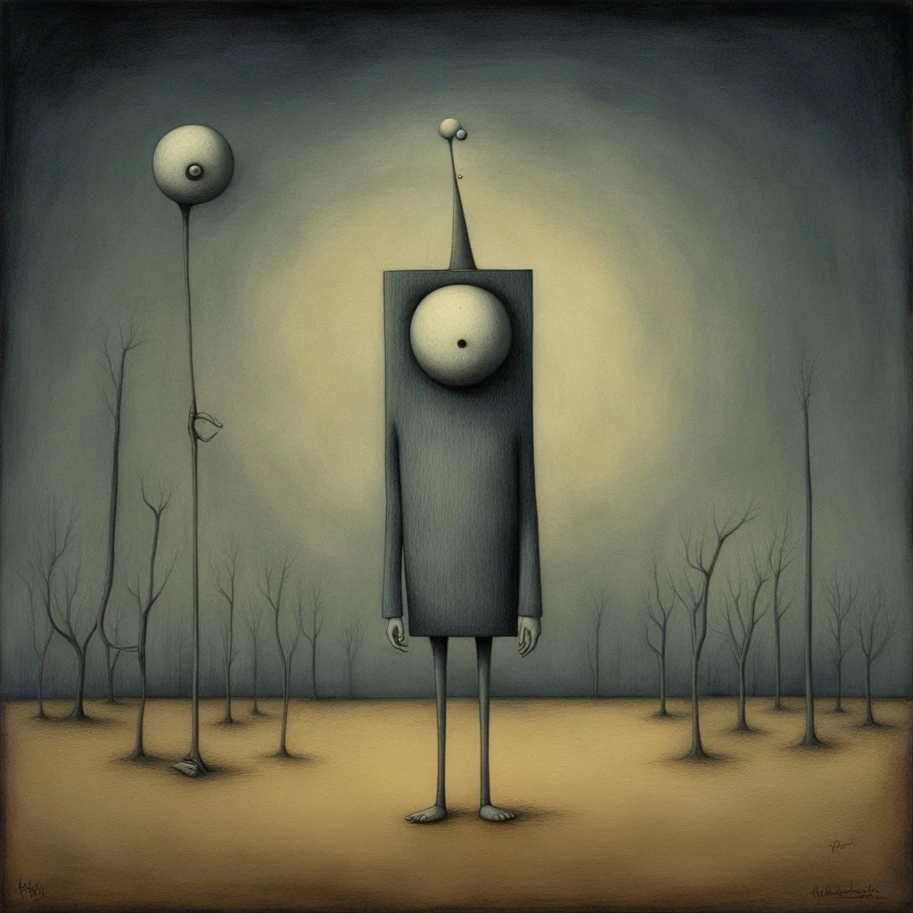 Surreal horror style by Pawel Kuczynski and Joan Miro and Bridget Bate Tichenor and Arthur Secunda, surreal abstract art, childhood deep fear of being alone, abstract anthropomorphic paradox midnight, weirdcore, depth of field, unsettling, asymmetric abstractions, surreal masterpiece, juxtaposition of the uncanny and the banal, sharp focus, creepy, never before seen art of beyond, dark oil watercolor