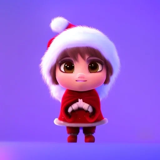 3d animation style, cute kawaii chibi styled anthropomorphic dragon, cozy winter setting, wearing a christmas hat and holding a present, soft lightning