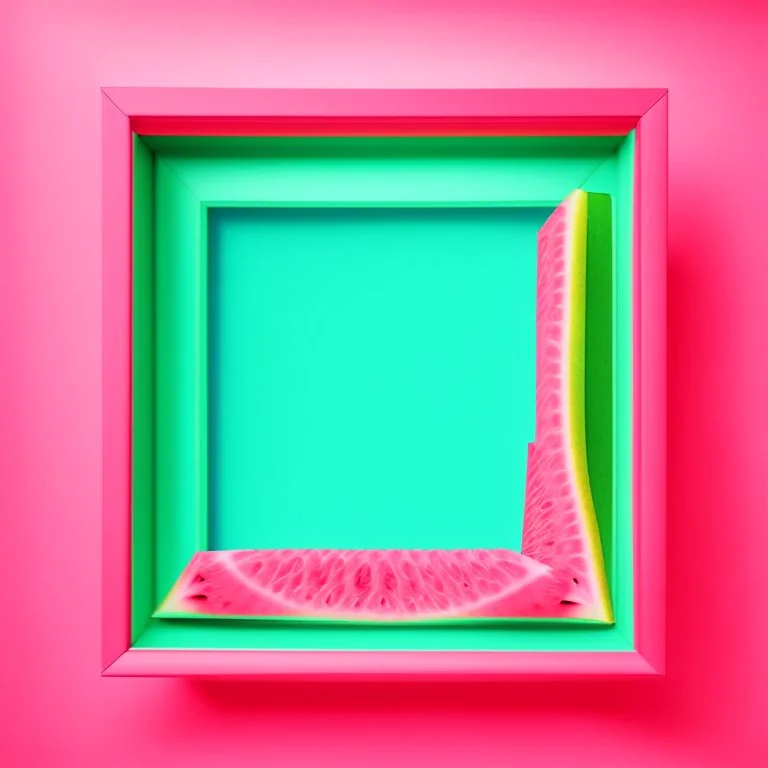 Square picture frame in the colors of watermelon with a light background for tubes