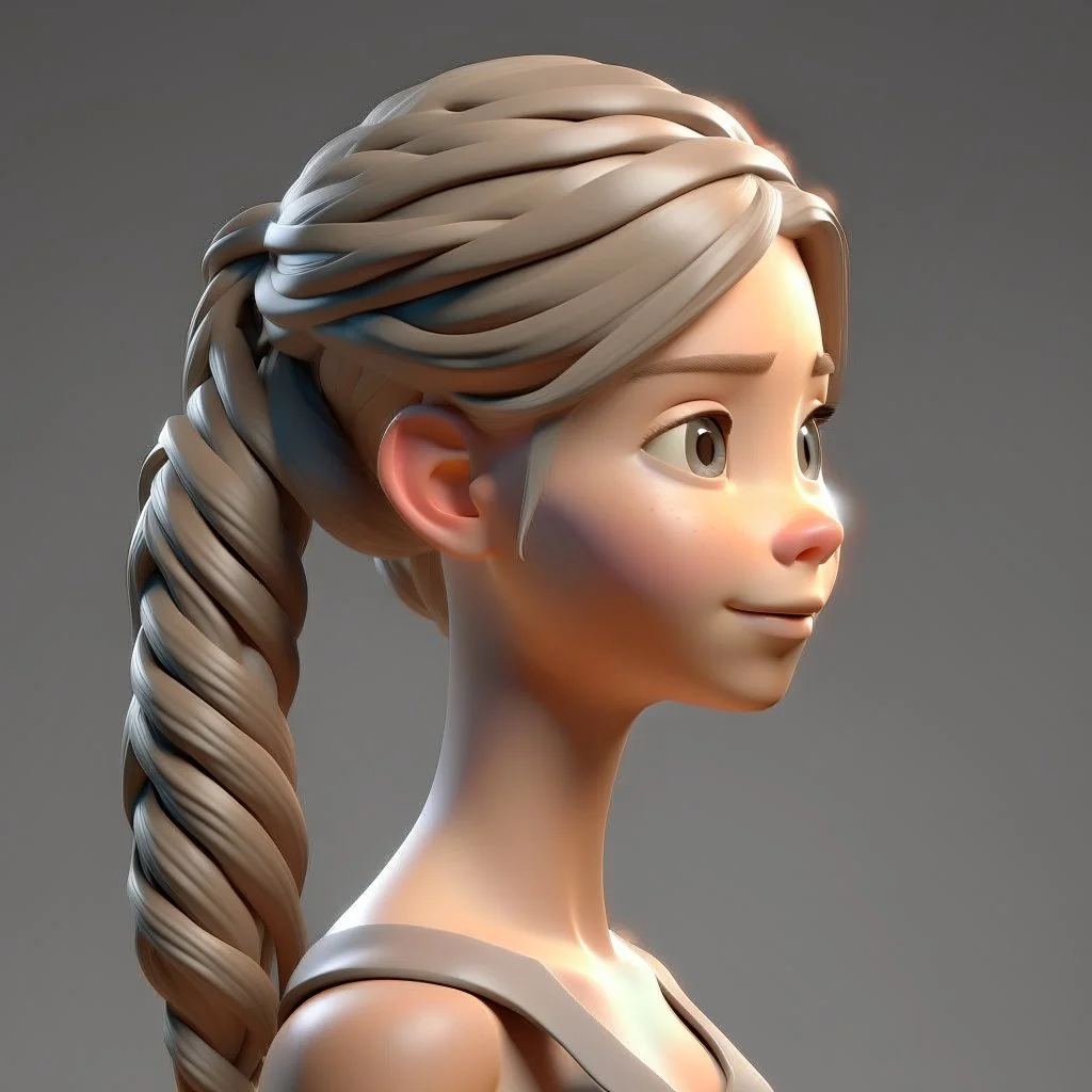 simple female 3d character hair