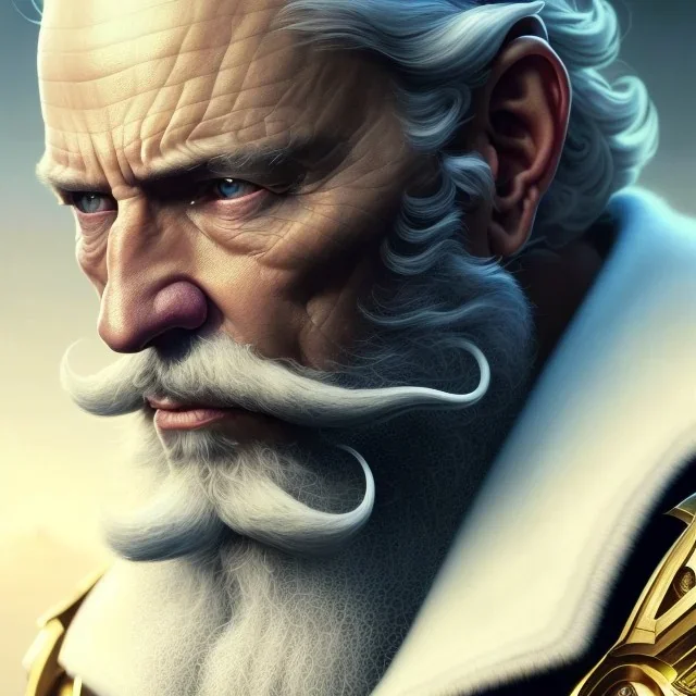 "MIddle aged white human male, with a trimmed but uneven beard, piercing green eyes with slick back hair head and shoulders portrait, 8k resolution concept art portrait by Greg Rutkowski, Artgerm, WLOP, Alphonse Mucha dynamic lighting hyperdetailed intricately detailed Splash art trending on Artstation triadic colors Unreal Engine 5 volumetric lighting Splash art fantasy"