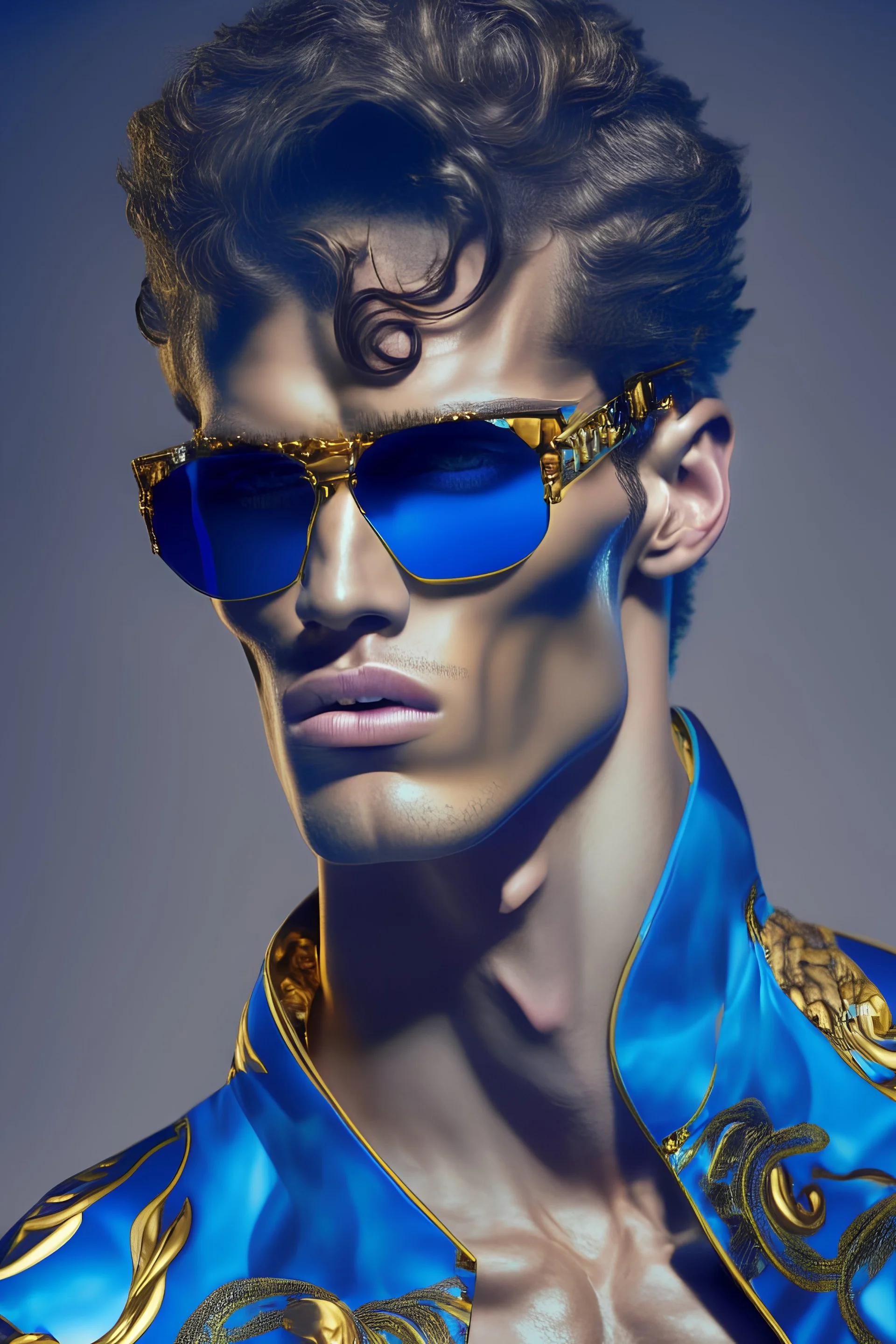 Modelo masculino roupa da versace andando 8k