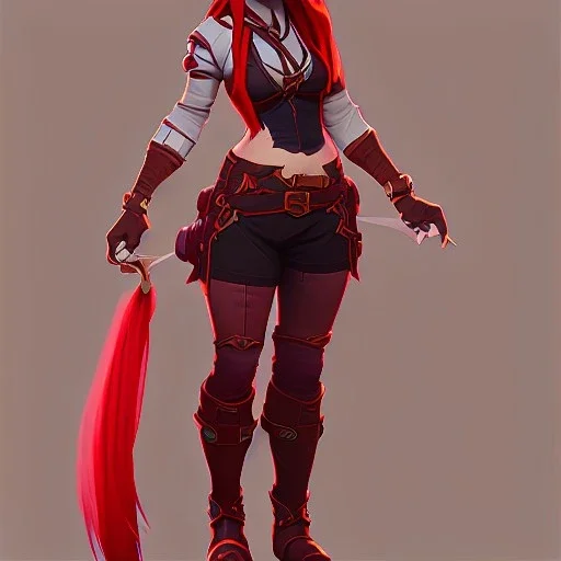 Full body Red hair halfling girl