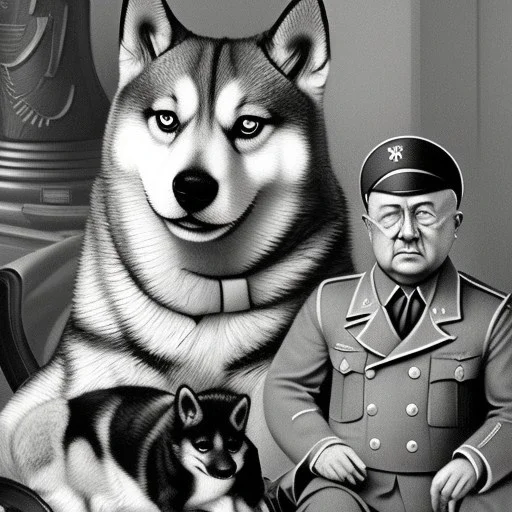 shiba inu in 1945 Nazi Germany in Hitlers lap