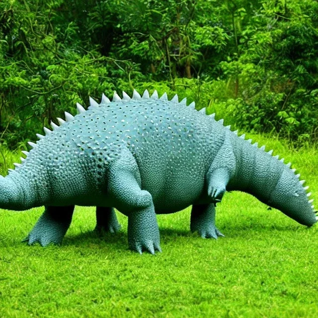 stegosaurus in the jungle eating grass