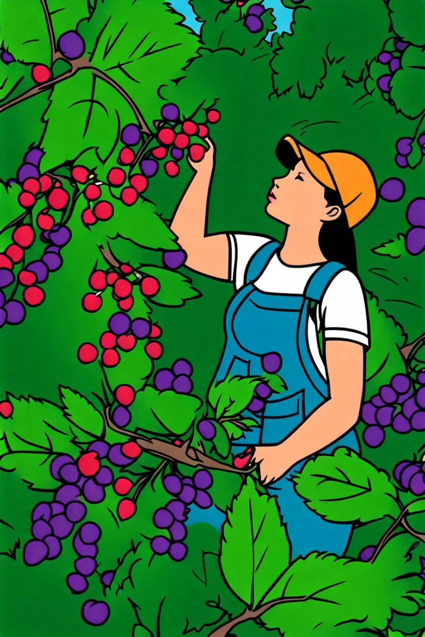 A person picking berries from a bush in a forested area in Alberta during the summer season. Suddenly they notice a plant with large, colorful berries and realize that it's deadly nightshade. They quickly back away and call for help.