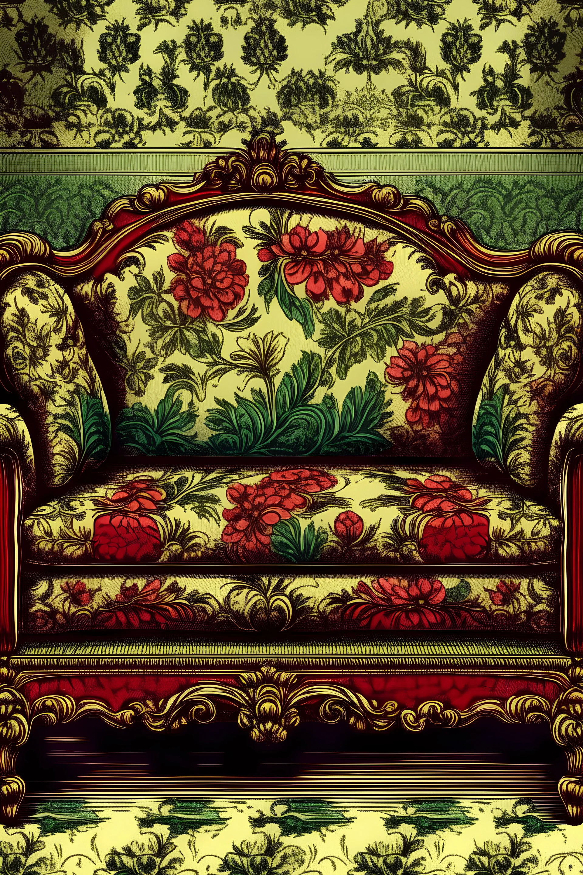 old couch vintage pattern art