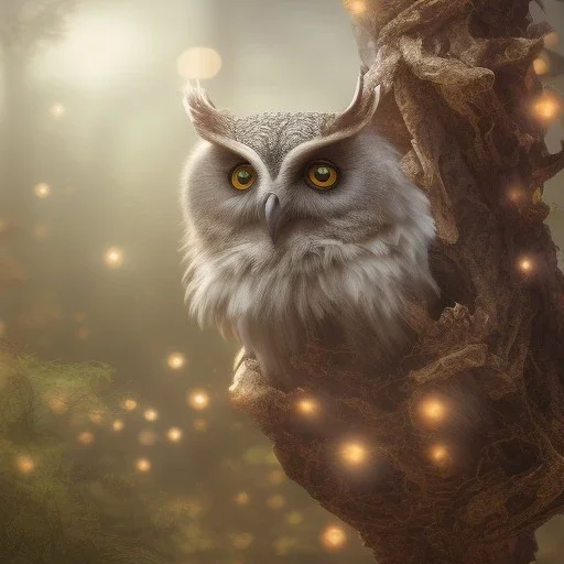 realistic, octane portrait, natural lighting,full body shining gold metal, elegant, bokeh, volumetric lighting, extreme detail, Photorealism, High detail, Hyper realistic Owl in forest, macro lens blur,cinematic, cinema4d, HDR, 8k, unreal engine 5