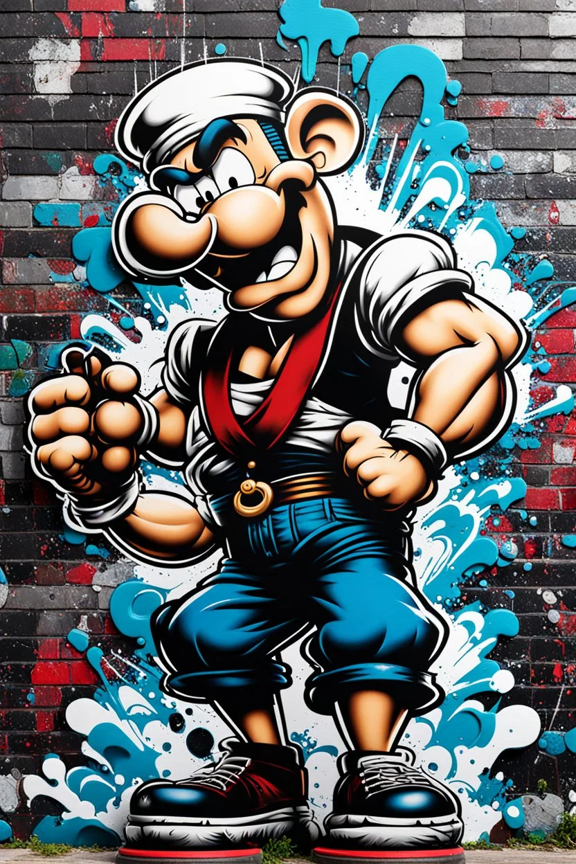 Popeye arte grafiti calidad ultra, hiperdetallado, full body