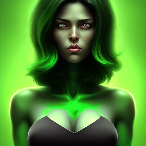 portrait, insanely detailed, heroïc fantasy setting, woman, dark-skinned, indian, black hair, more green hair, more green hair, more black hair, more black hair