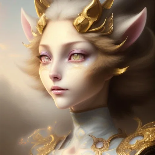 A beautiful portrait of Neferpitou | Hunter x Hunter catgirl cat ears, sinister smile digital art by Eugene de Blaas and Ross Tran, vibrant color scheme, highly detailed, in the style of romanticism, cinematic, artstation best quality, realistic lighting, masterpiece portrait, details light dusting , cowboy shot from above, simple chain hauberk Vector art digital illustration 3D shading