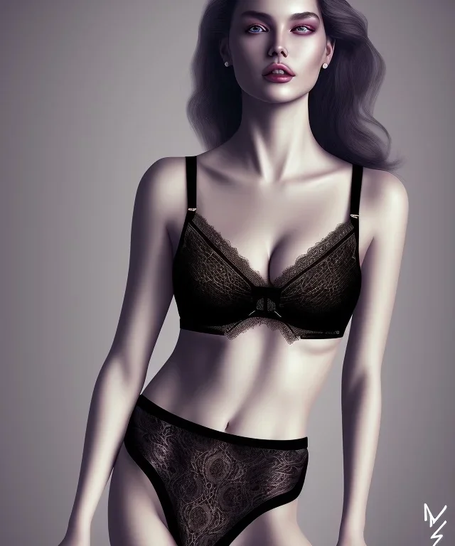 Black bra, lace, hyper realistic