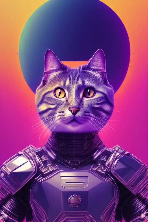 cat wearing armour, cassette futurism by shusei nagaoka, minimalism, cell shading, high contrast