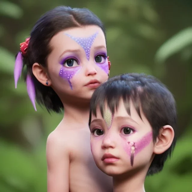 Wearing make up avatar in pandora toddler, full body, Pandora background