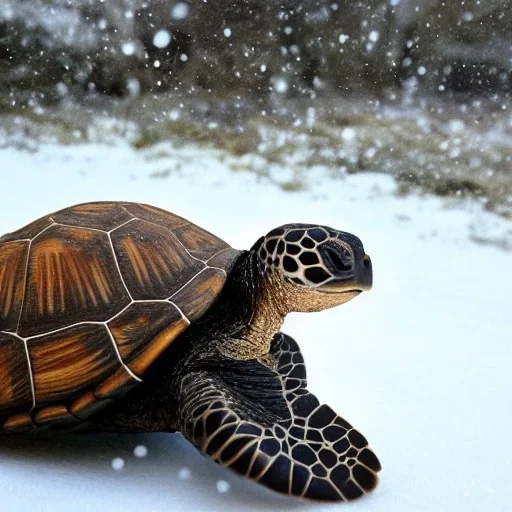 turtle and snow scene