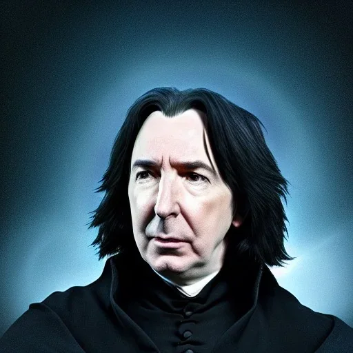 high-quality, fine-detail close-up portrait of alan Rickman as Severus Snape, glowing light as deer in foreground, young, 8k resolution, intricate, digital art, detailed matte painting, photorealistic, volumetric lighting, Rafael Augusto, Juan Francisco Casas, Anne Dittman, Anne Stokes, greg rutowski