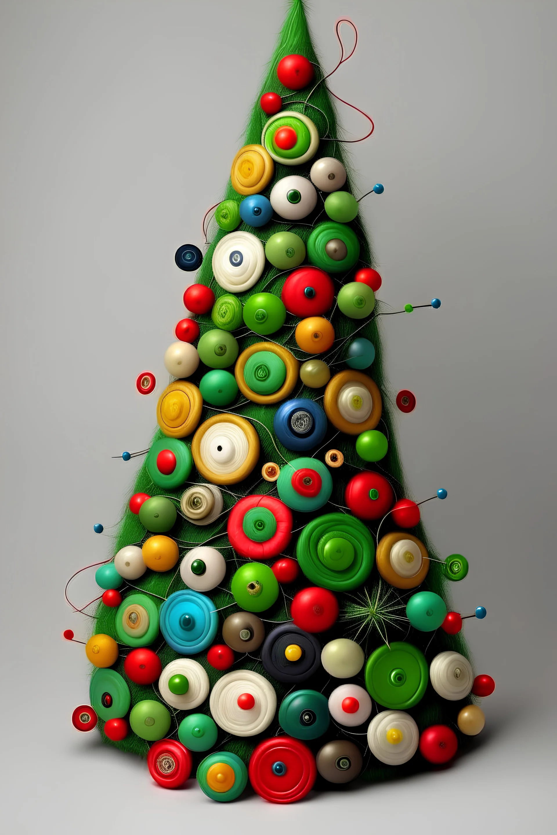 Christmas tree made of thread and buttons