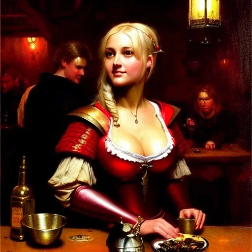 fullbody portrait 'beautiful face blonde massiveboobs medieval wench on tavern in medieval city',painting by gaston bussiere, greg rutkowski, yoji shinkawa, yoshitaka amano, tsutomu nihei, donato giancola, tim hildebrandt, oil on canvas, cinematic composition,sharp image, extreme detail,((fit full head inside picture)),32k