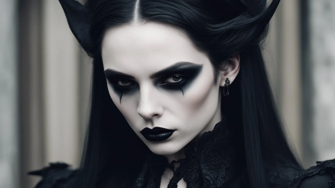 vampire goth fashion, women and men in pale face, black make up, black hair, long pointed dark nails, Renaissance goth clothes style , High detailed, sharp focus, looking at the camera, cinematic, masterpiece, high realistic, fashion photo