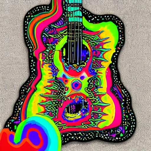 guitar PEACE SIGN psychedelic hippie guitar trippy acid LSD