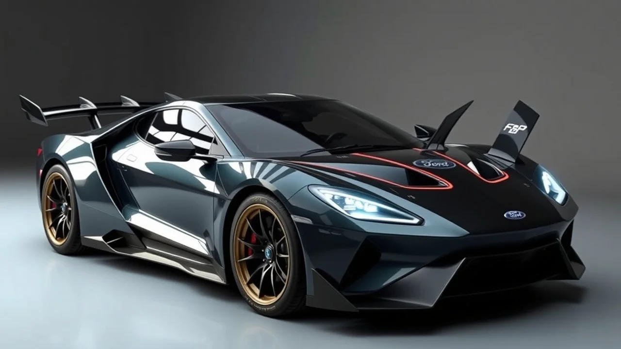 batman's new affordable sports car made by ford, with dragon wing side spoilers