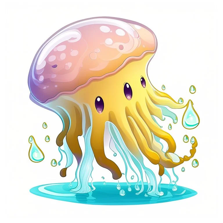 Cartoon illustration for children: sweet prehistoric jelly, white background