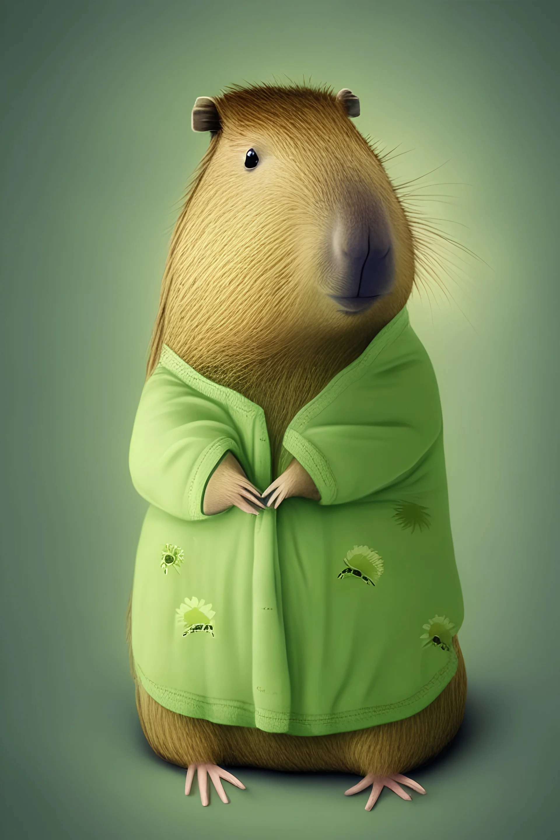 capybara wears a cute kiwi pyjama