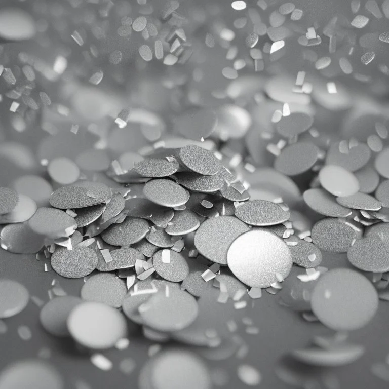 a photograph of round silver confetti