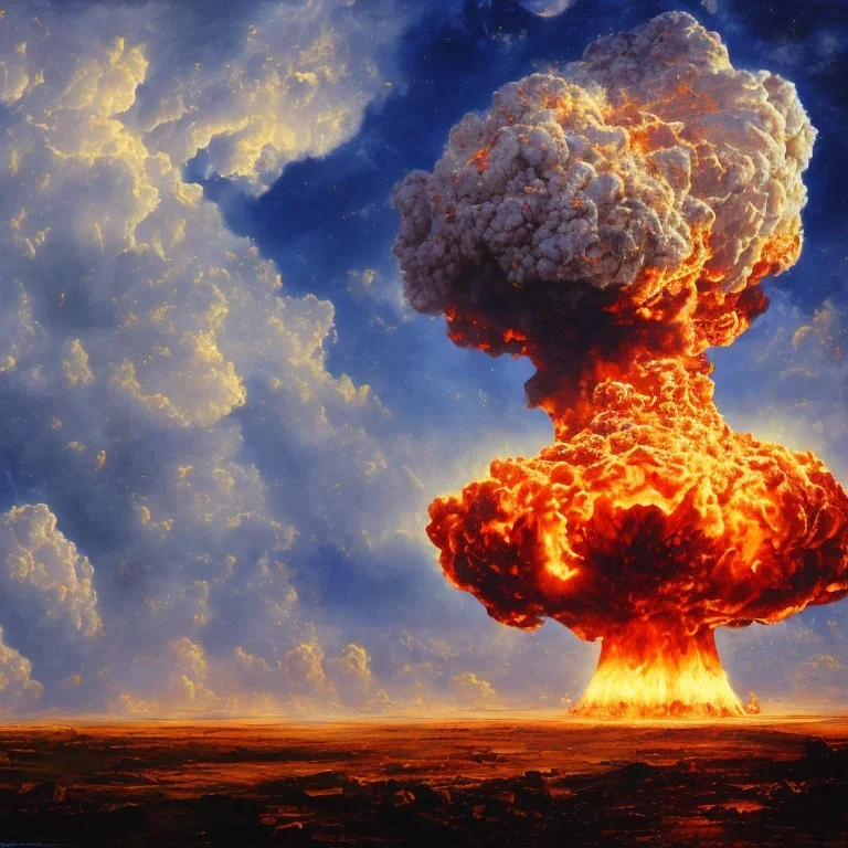 Oil painting of a nuclear explosion