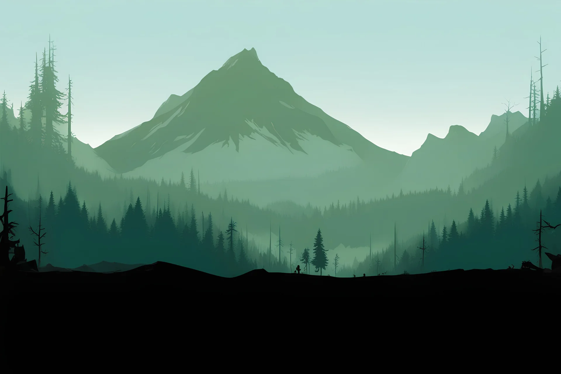 mountain, forest, post-apocalypse