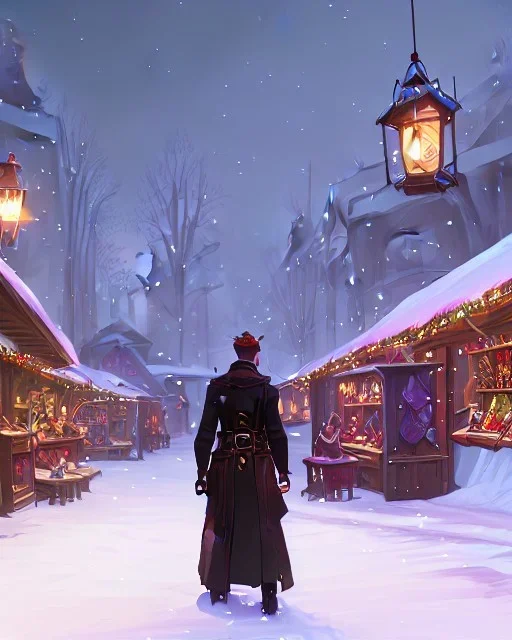 A magical snowy warlock Christmas market