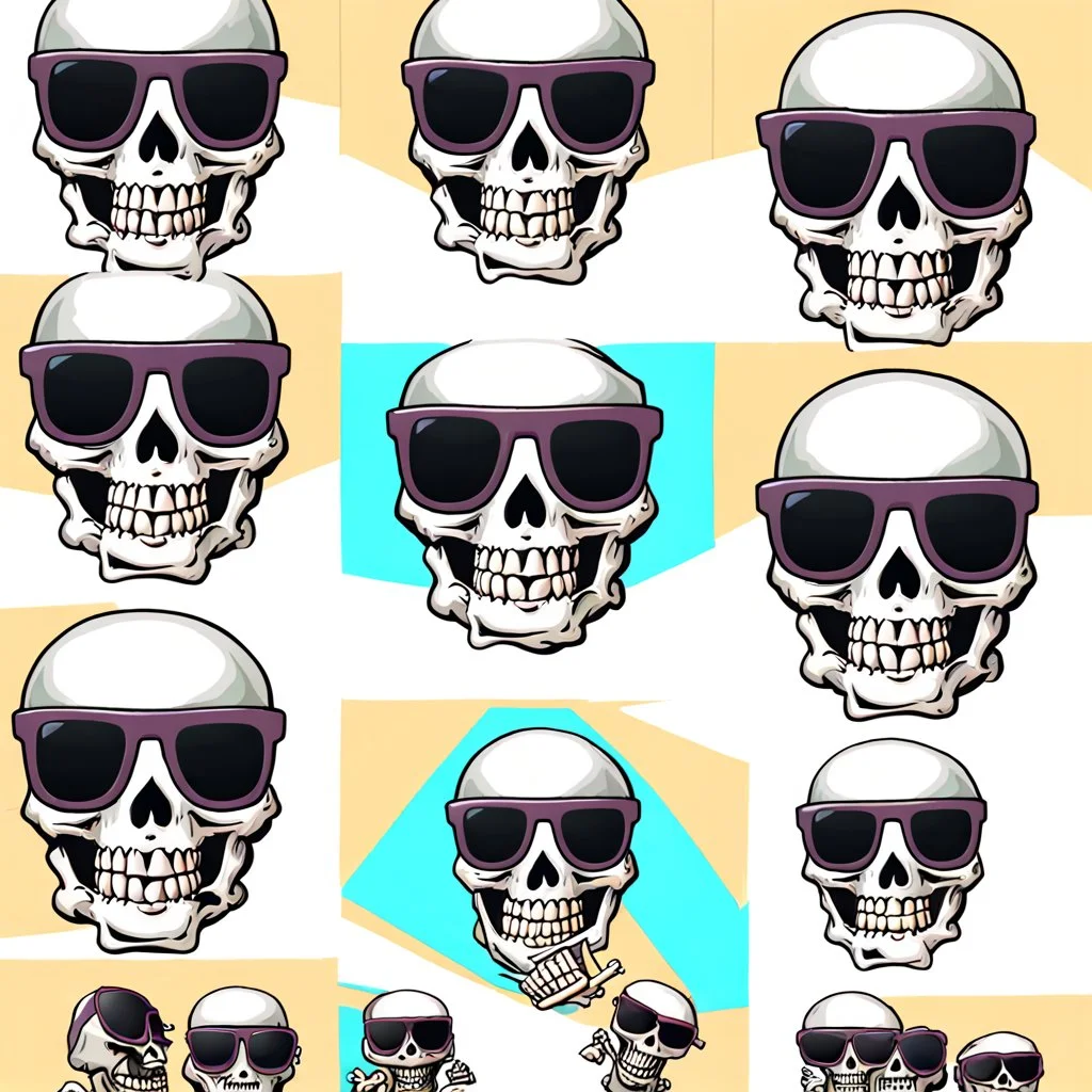 skeleton whit cool sunglasses emotes sprite sheet