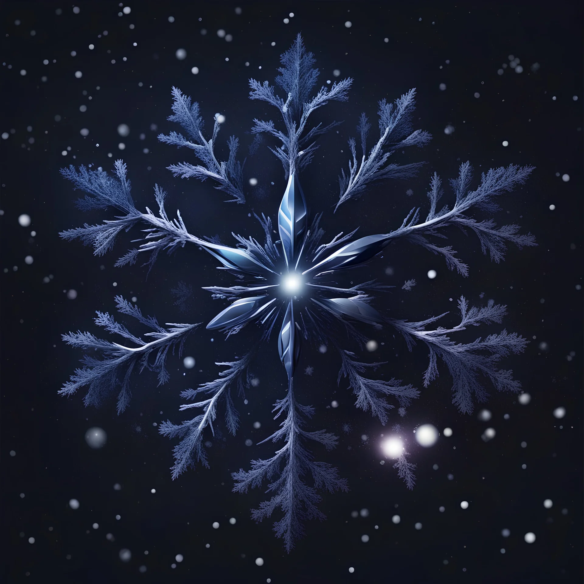 a logo of a galaxy, snow flakes