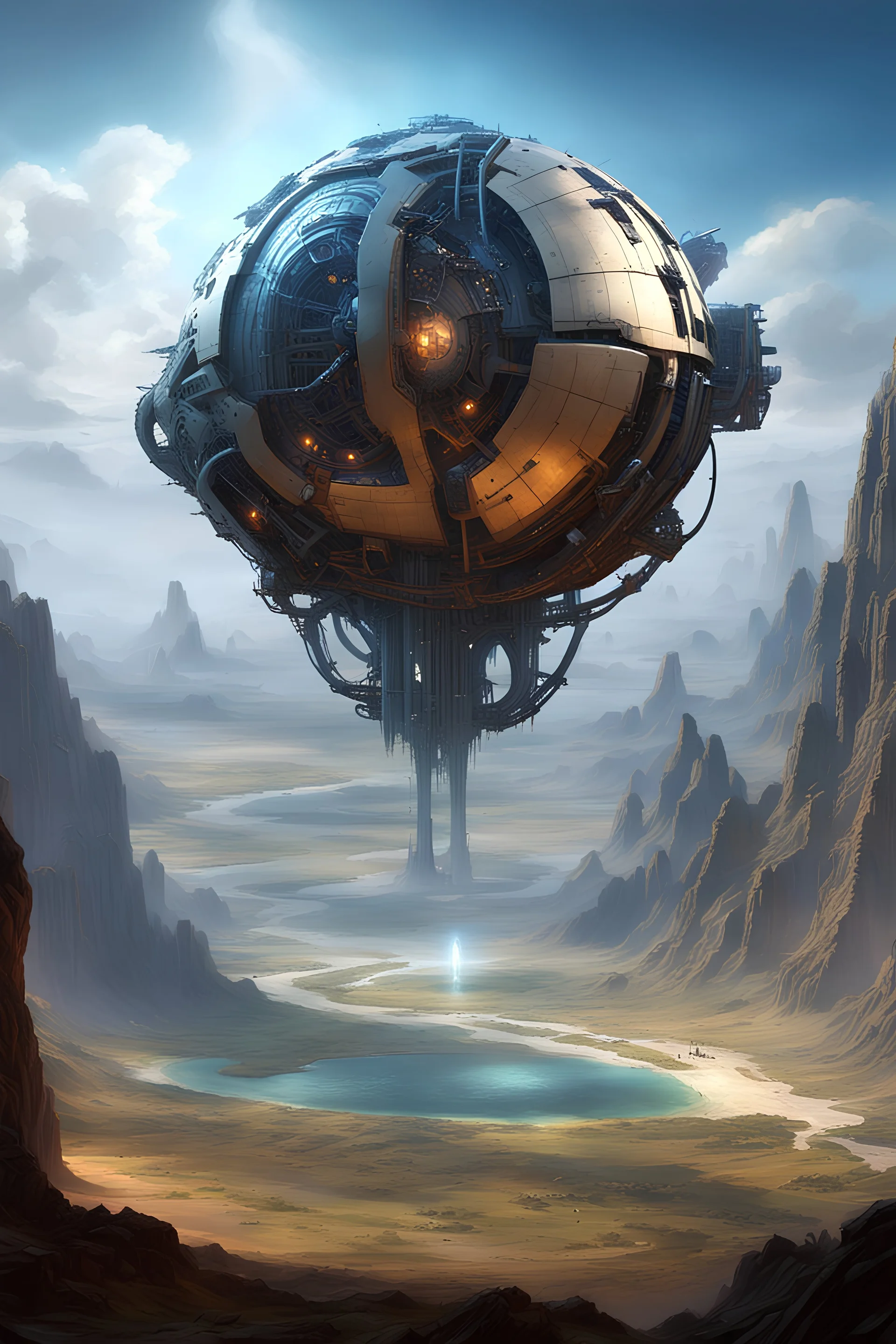super computer concept art design fantasy concept art, gigantic machine with diameter of an entire continent
