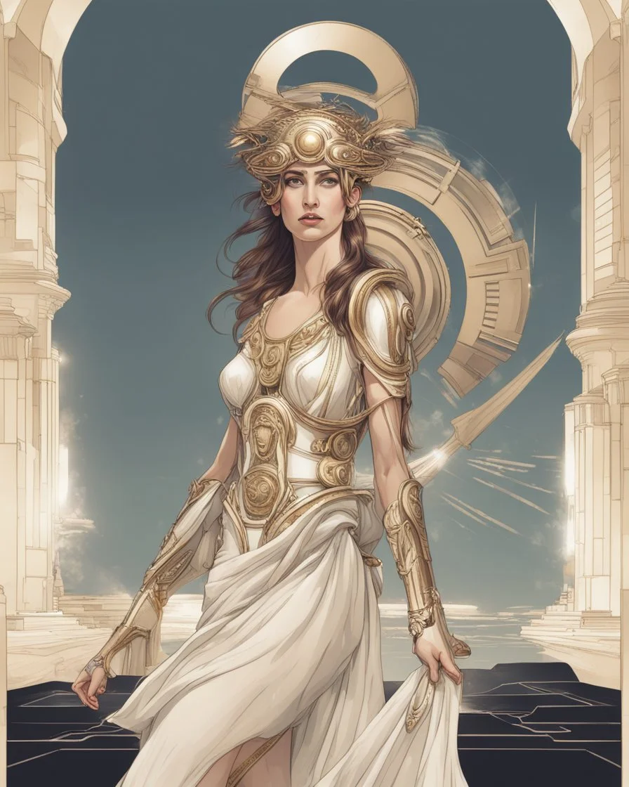 Greek goddess Athena in futuristic dress