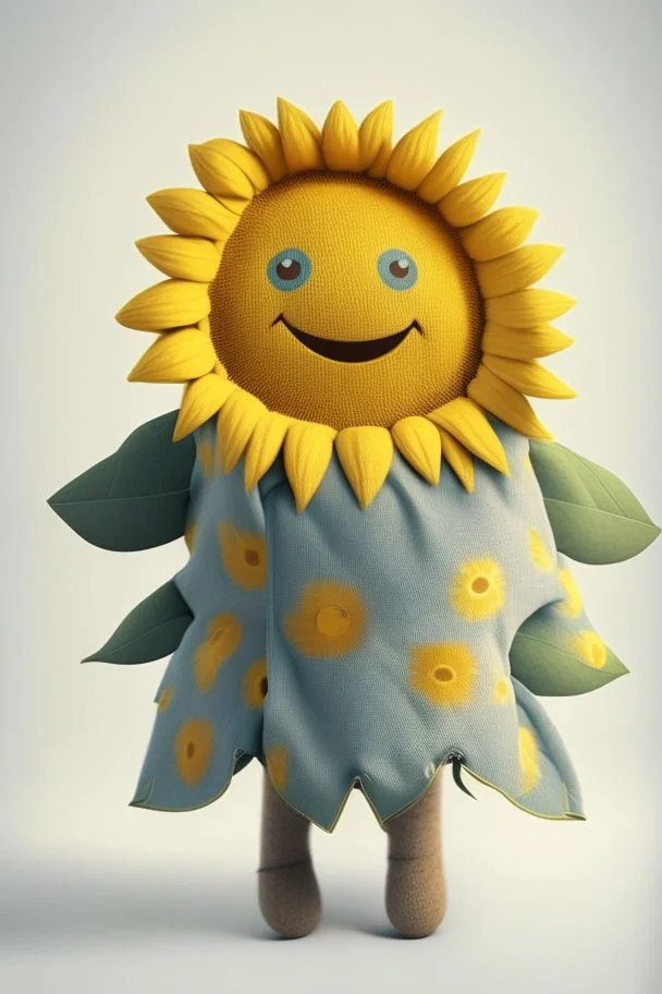 Cheery and cute sunflower avatar full body in fabric material