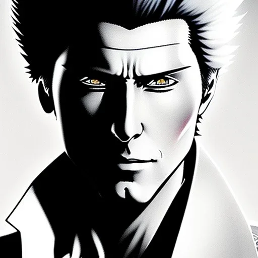 "Sosuke Aizen, Anime, Bleach, Full Body, Head Showing, Preserve Quality, 8k Quality by Tite Kubo"