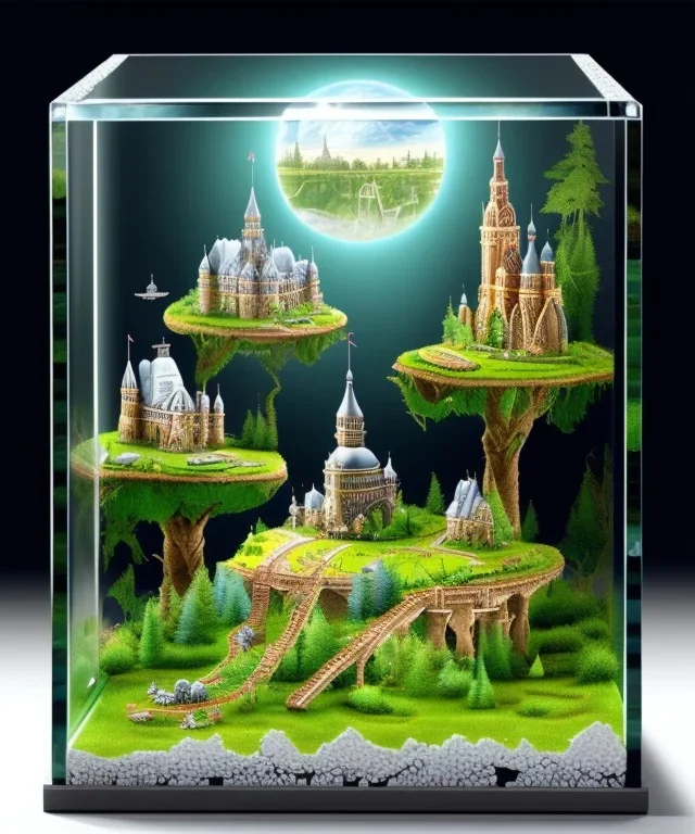 Tiny dioramas incased in a glass cube