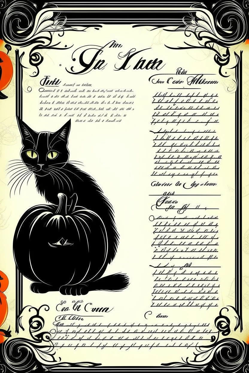 vintage cafe menu graphic Halloween, black cat