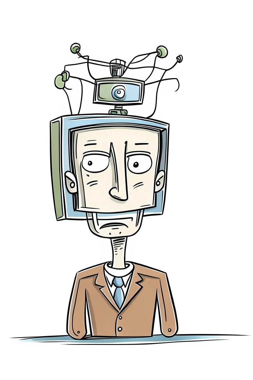 man with tv head cartoon