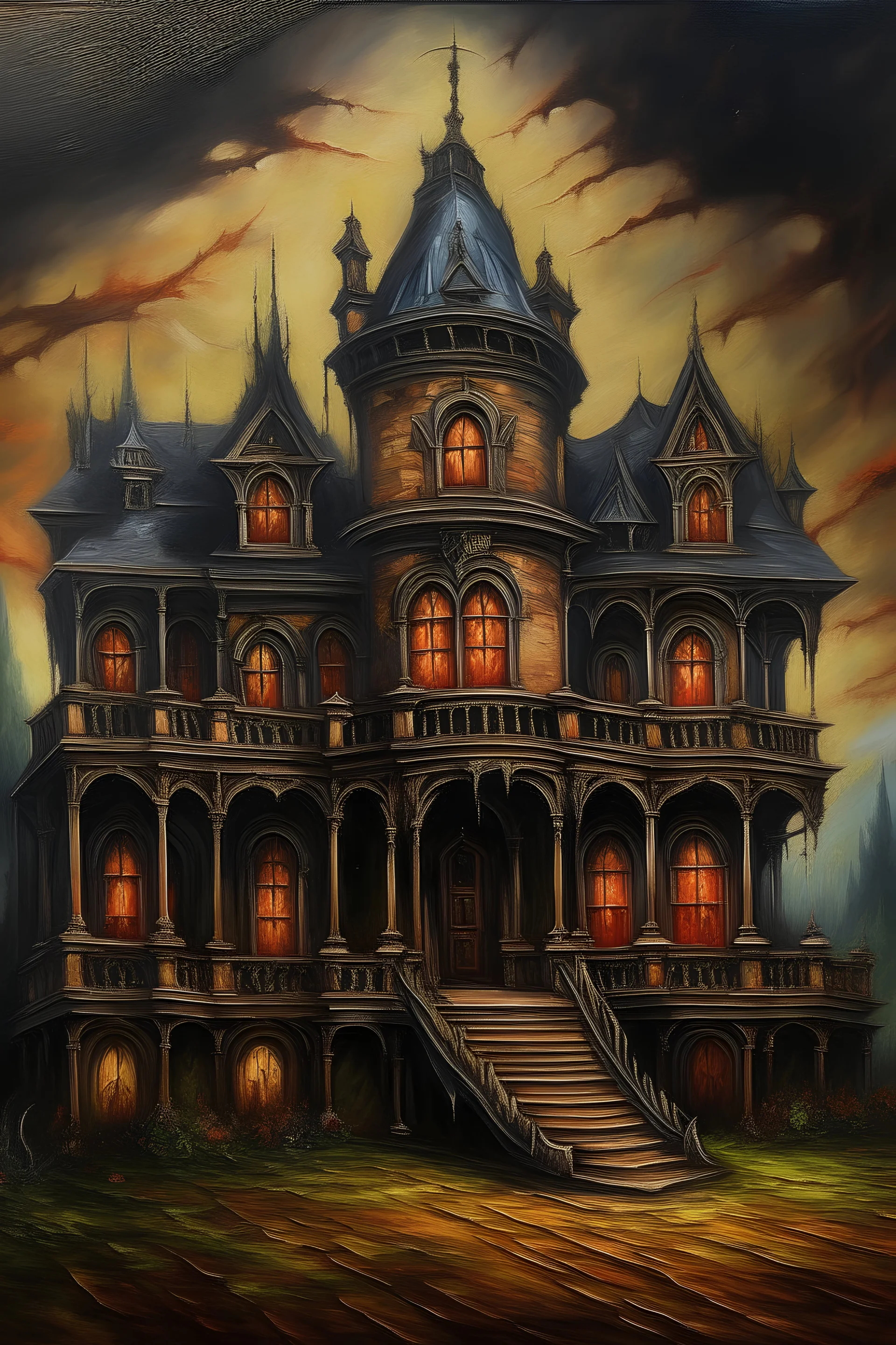 mansão inferno pintura óleo