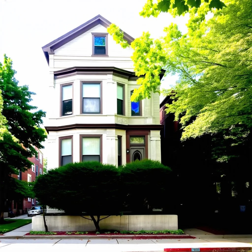 At 2146 W. Caton Street in Wicker Park stands the Frederick Gehrke House, built in 1889 and designed by architects Faber & Pagels. This handsome late-Victorian residence was part of a row of five substantial single-family homes constructed on what was then a newly carved, 600-foot street called Columbia. At the time, this triangular pocket near Damen, North, and Milwaukee was one of the last undeveloped stretches of prairie in the neighborhood — soon to become one of Chicago’ black and white pen