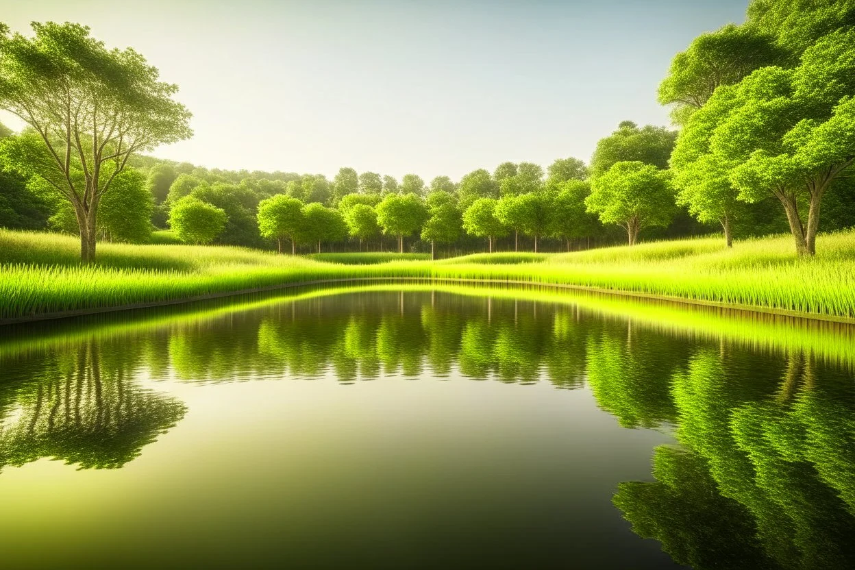 A tranquil natural landscape reflecting the tranquility and ecological balance