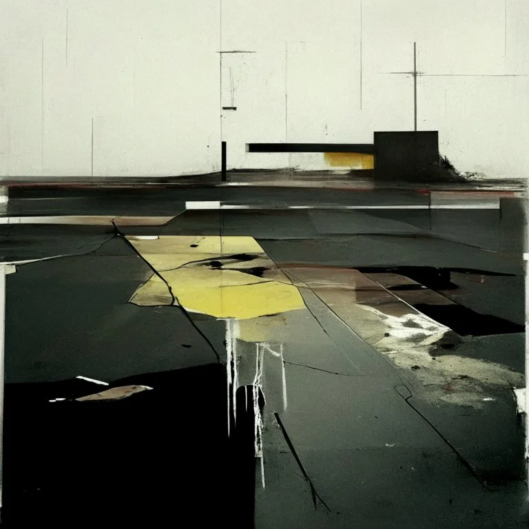 Minimal abstract oil paintings desolate 1960s carpark concrete fragments and naked bodies. style of Justin Mortimer and Francis Bacon. road markings.