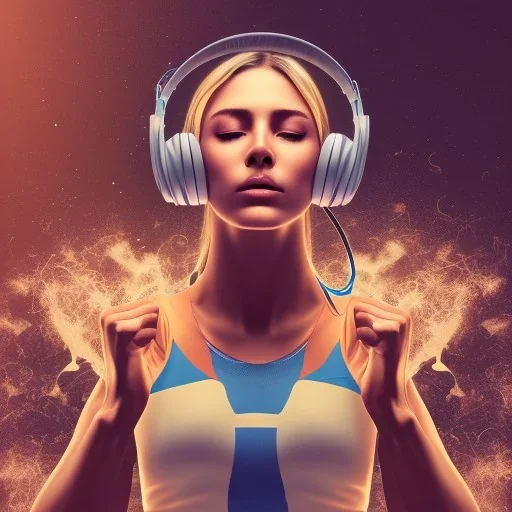 Image describing the bodies of super athletes listening to music, by wearing a music player